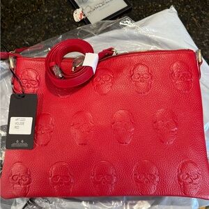 IO PELLE Italia 3D Skull red Crossbody Bag Leather NEW Halloween Italy